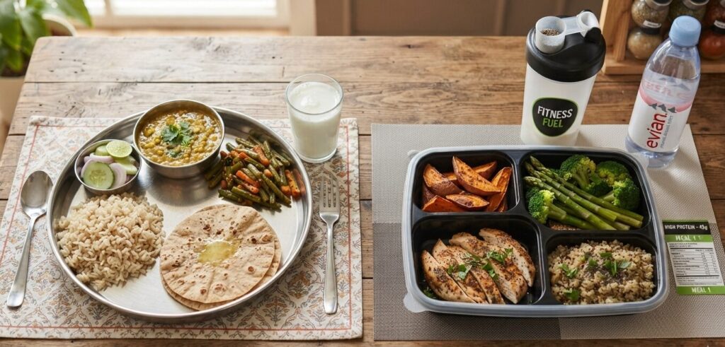 affordable high protein Indian meals compared with expensive fitness foods