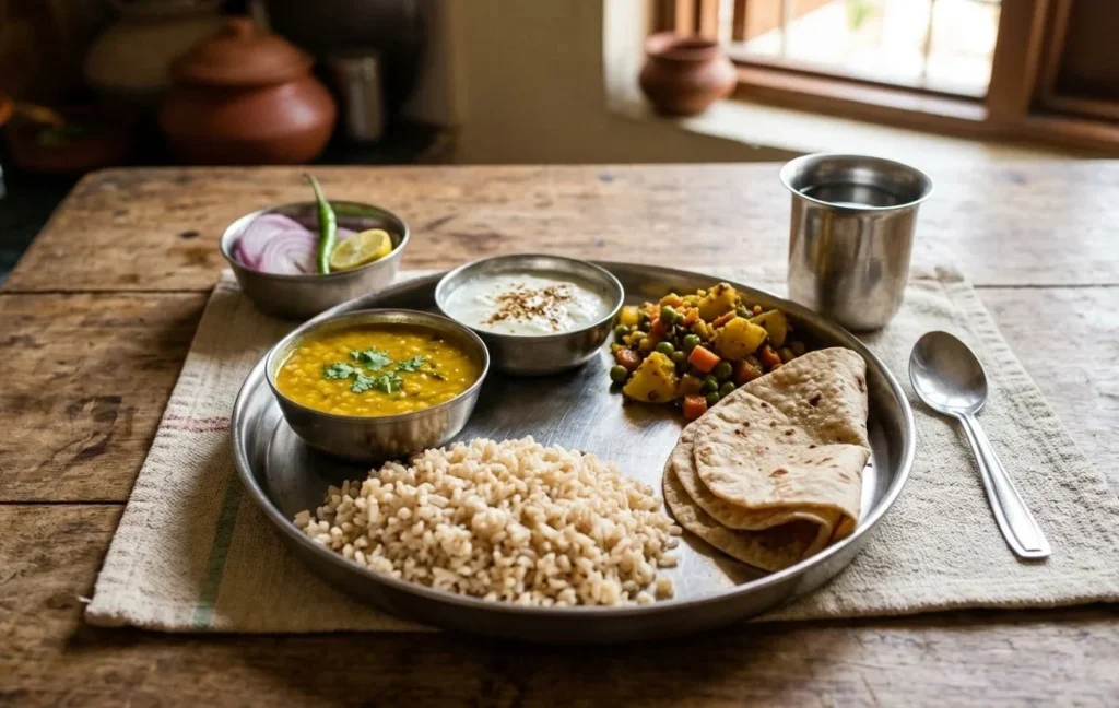 budget high protein Indian meal with dal rice and curd