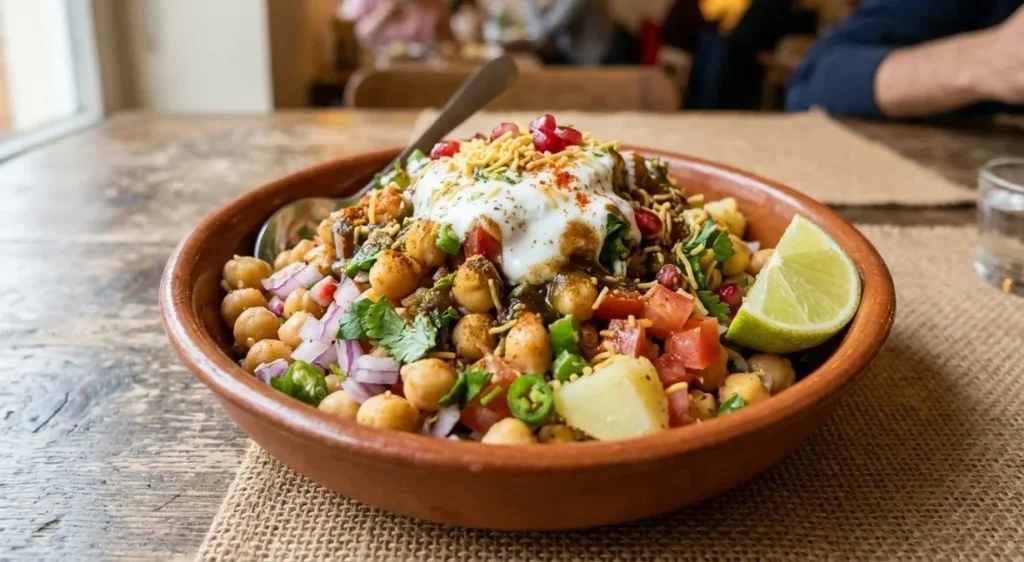 high protein Indian meal with chana chaat and curd
