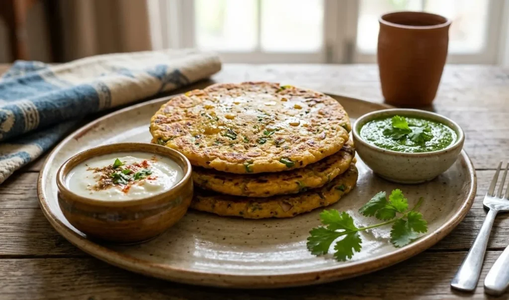 high protein Indian meals with besan chilla and curd