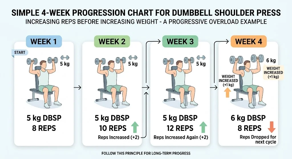 progressive overload example with reps and weight